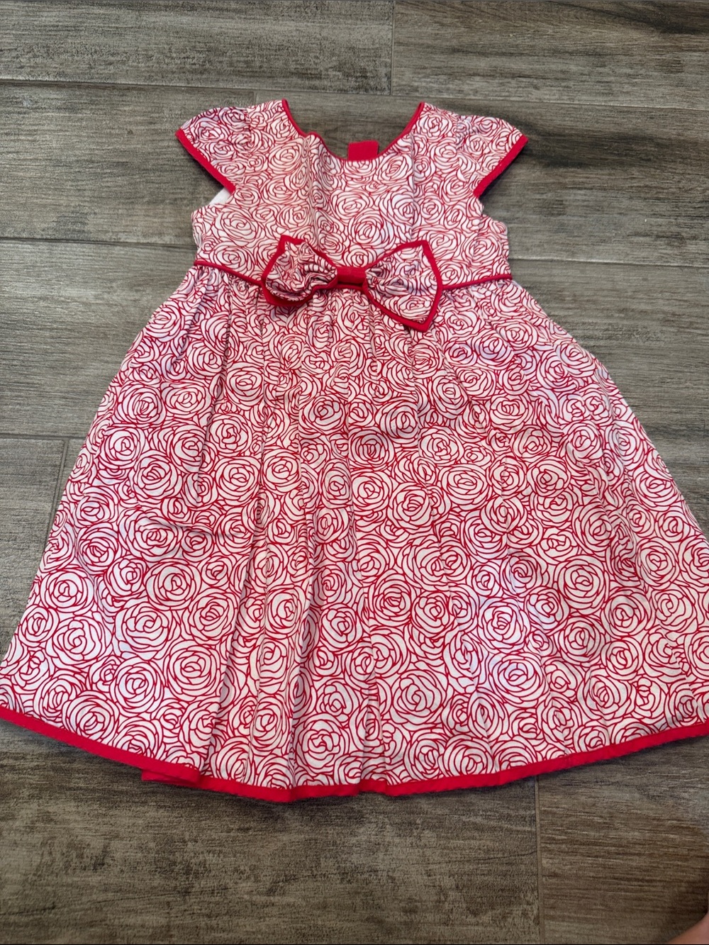 Biscotti Pink and White Rose Print Bow Dress